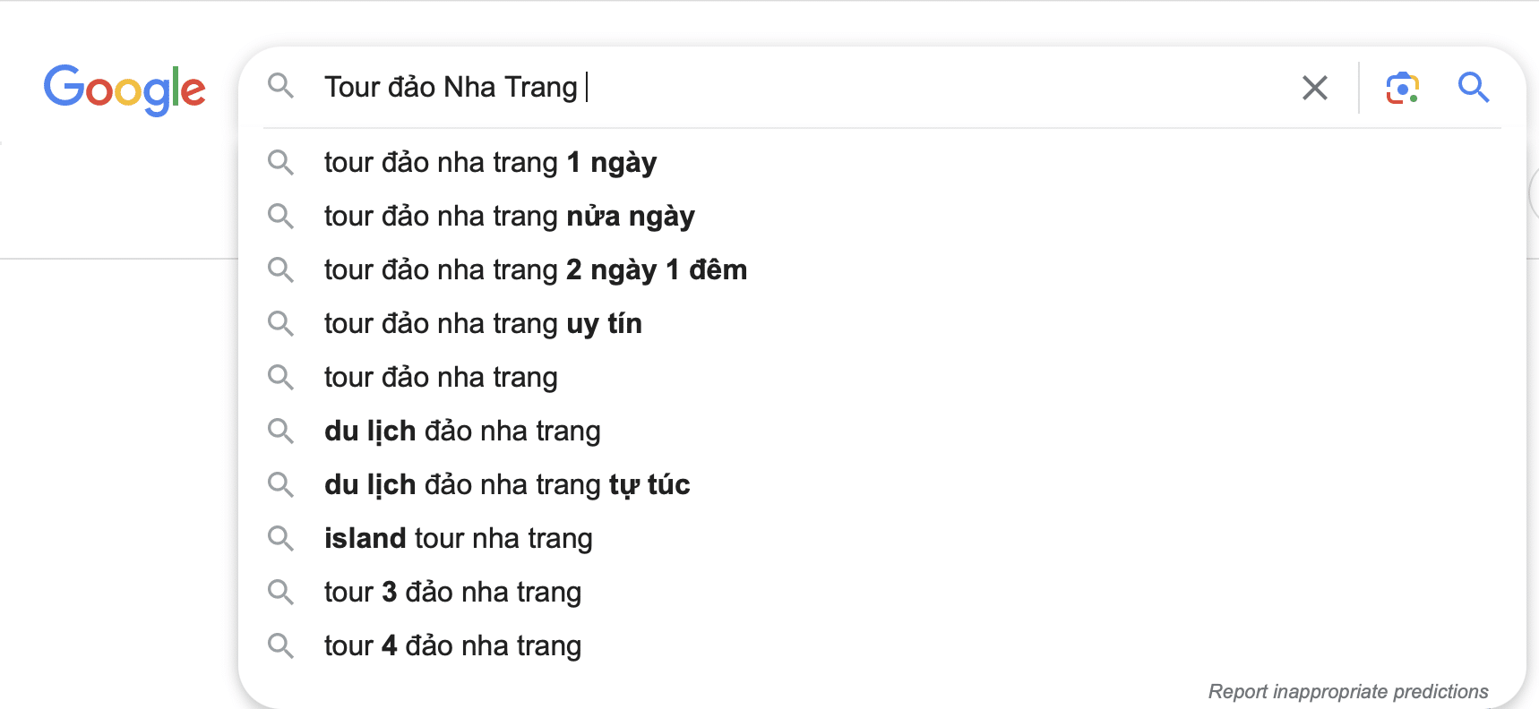 Tour đảo Nha Trang - gợi ý của Google